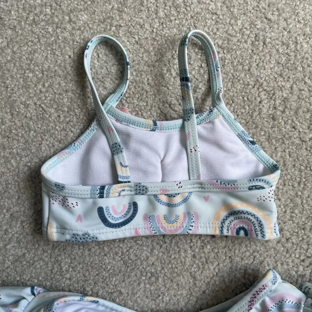 Ruffle Butts 'Chase the Rainbow' 2 Piece Skirted Swimsuit Baby Girl Size 6-12mo